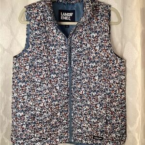 Lands' End Blue Floral Vest